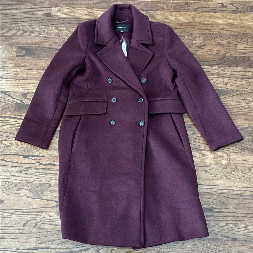 Banana Republic Factory Burgundy Wool Blend Topcoat Peacoat - Picture 7 of 9